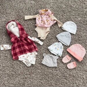 Baby Clothing Set with Red Plaid vest- newborn